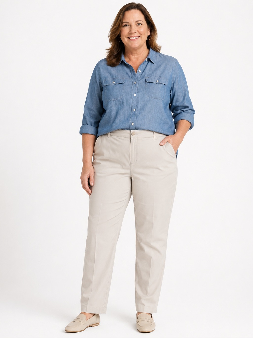 LL Bean khaki pants womens size 16 petite